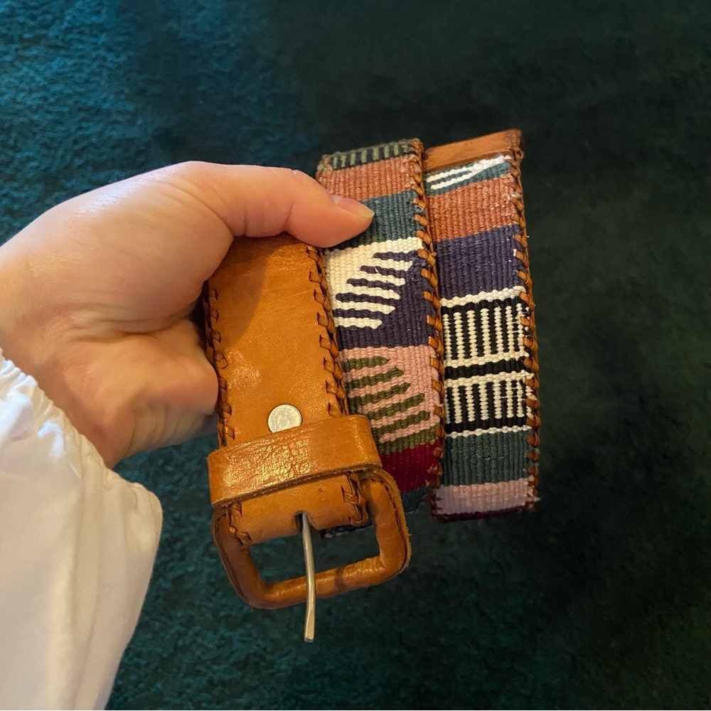 Boho Multicolor Woven Leather Belt